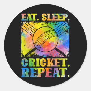 Eat Sleep Cricket Repeat Field Sports Cricketer Pl Classic Round Sticker