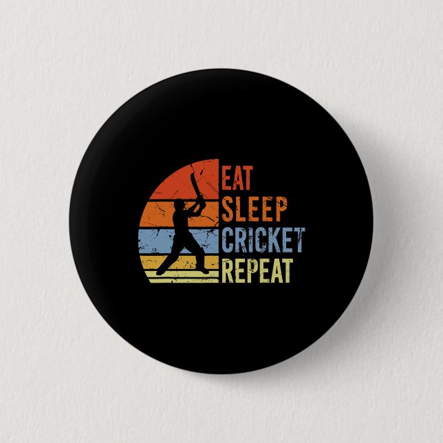 Eat Sleep Cricket Repeat - Funny Cricket Game Men  2 Inch Round Button (Front)