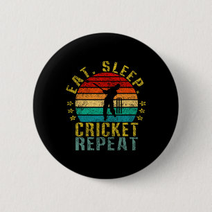 Eat Sleep Cricket Repeat Funny Retro 2 Inch Round Button