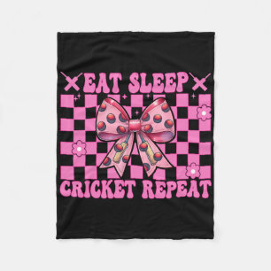 Eat Sleep Cricket Repeat Girl Mom Mothers Day Coqu Fleece Blanket