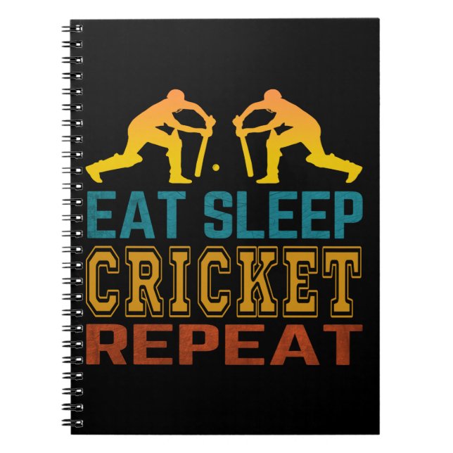 Eat Sleep Cricket Repeat Notebook (Front)
