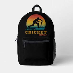 Eat Sleep Cricket Repeat  Printed Backpack