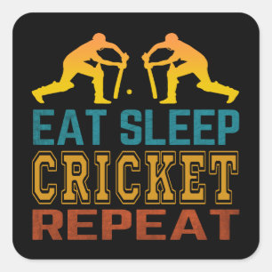 Eat Sleep Cricket Repeat Square Sticker