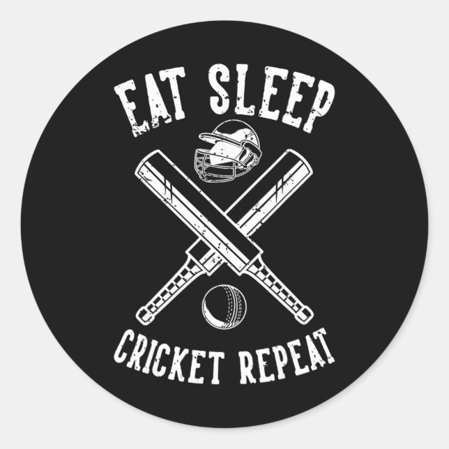Eat Sleep Cricket Repeat T Cricket  Classic Round Sticker (Front)