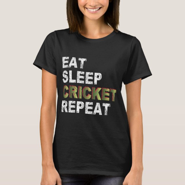 Eat Sleep Cricket Repeat T-Shirt (Front)