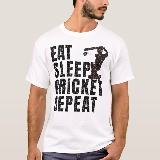 Eat sleep cricket repeat T-Shirt (Front)
