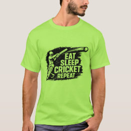 Eat Sleep Cricket Repeat T-Shirt | Funny Cricket L