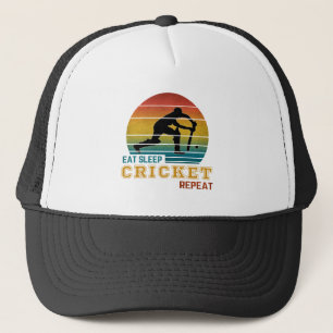Eat Sleep Cricket Repeat Trucker Hat