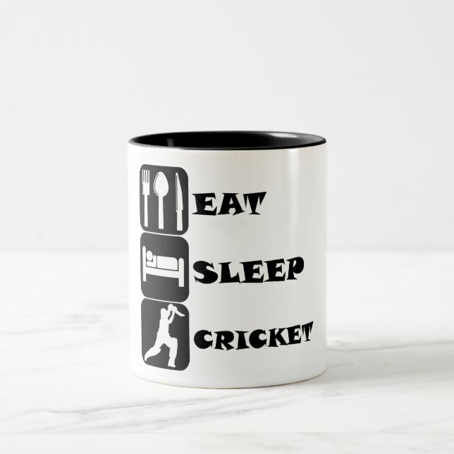 Eat Sleep Cricket Two-Tone Coffee Mug (Center)