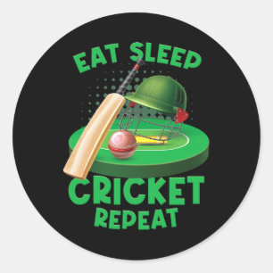 Eat Sleep Cricket Vintage Cricket Ll Game Field Po Classic Round Sticker