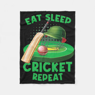 Eat Sleep Cricket Vintage Cricket Ll Game Field Po Fleece Blanket
