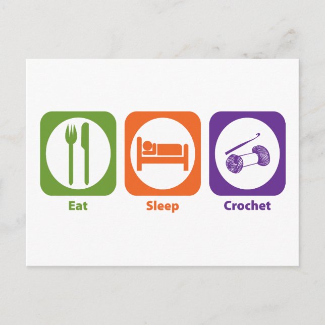 Eat Sleep Crochet Postcard (Front)