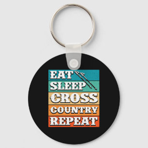 Eat Sleep Cross Country Repeat Skier Winter Sports Keychain