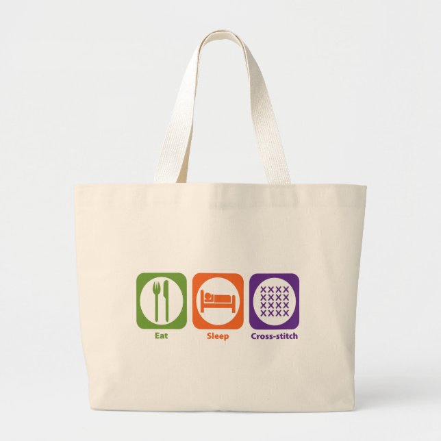 Eat Sleep Cross-stitch Large Tote Bag (Front)