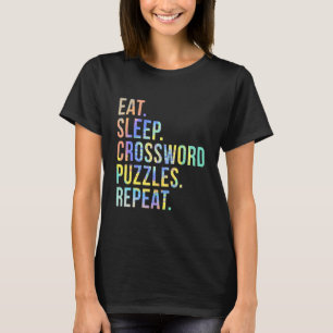 Eat Sleep Crossword Puzzles Repeat Funny Tie Dye T-Shirt