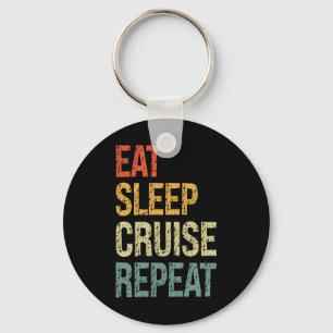 Eat Sleep Cruise Repeat Family Couple Beach Holida Keychain