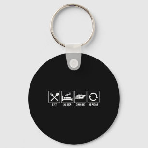 Eat Sleep Cruise Repeat Family Cruise Vacation For Keychain
