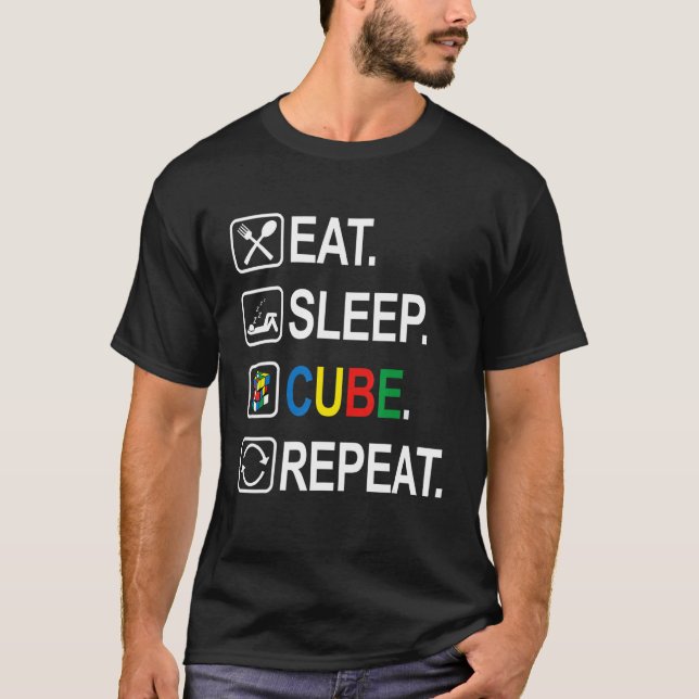 Eat Sleep Cube Repeat  Competitive Puzzle Speedcub T-Shirt (Front)