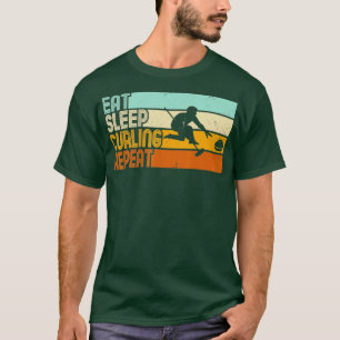 Eat Sleep Curling Repeat Retro Curling (4)  T-Shirt