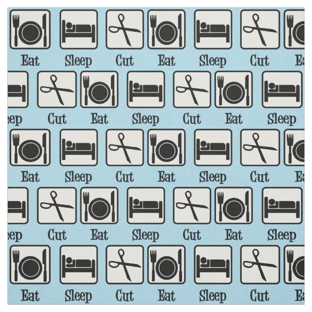 Eat Sleep Cut Hair Fabric (Swatch)
