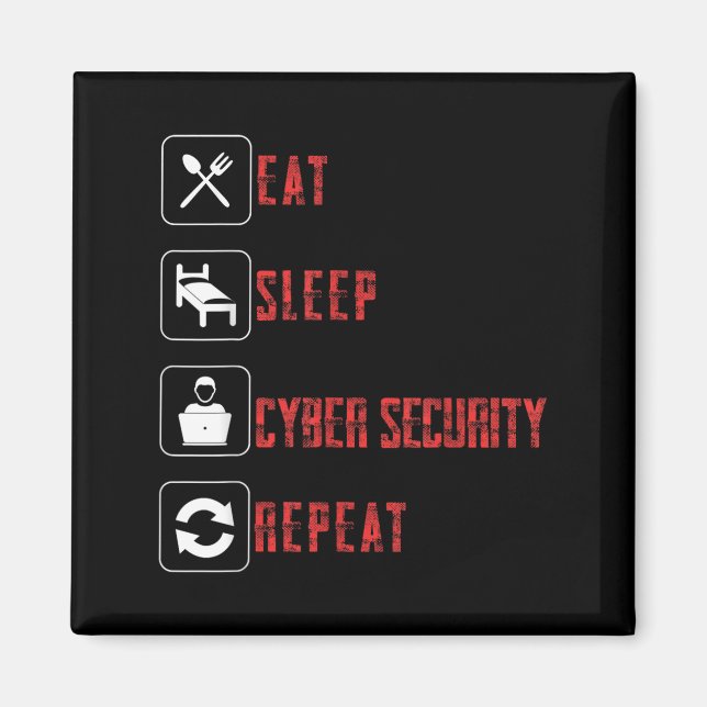 Eat Sleep Cyber Security Repeat Ethical Hacker Hum Magnet (Front)