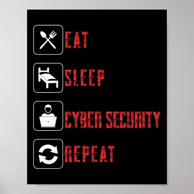 Eat Sleep Cyber Security Repeat Ethical Hacker Hum Poster (Front)