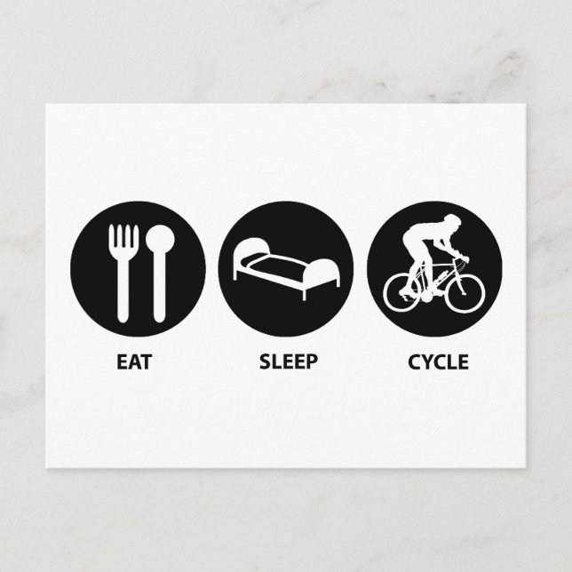 Eat Sleep Cycle Postcard (Front)