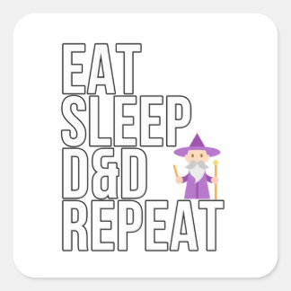 Eat Sleep D&D Repeat - Dungeons Dragons Square Sticker