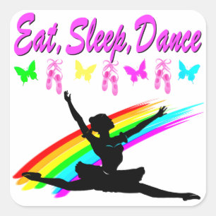 EAT, SLEEP, DANCE BALLERINA DESIGN SQUARE STICKER