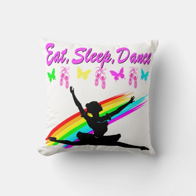 EAT, SLEEP, DANCE BALLERINA DESIGN THROW PILLOW (Front)