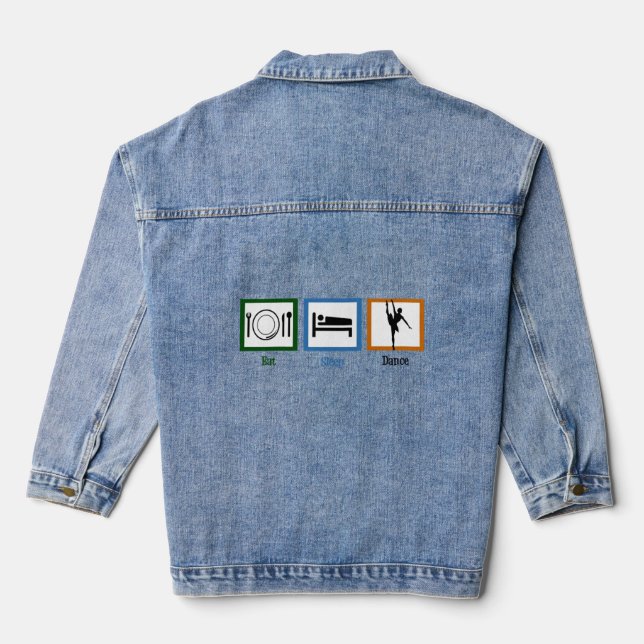 Eat Sleep Dance Funny Ballet Dancer Girls Denim Jacket (Back)
