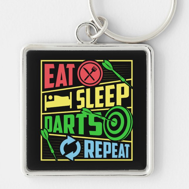 Eat Sleep Darts Repeat Premium Keychain (Front)