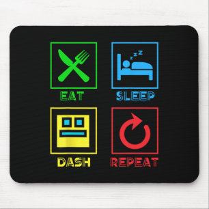Eat Sleep Dash Repeat Video Game Geometry Video Ga Mouse Pad