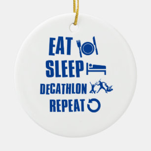 Eat sleep decathalon ceramic ornament