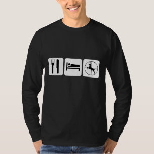 Eat Sleep Deer Hunt White on Black T-Shirt