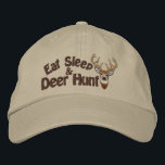 Eat Sleep Deer Hunt White Tail Embroidery Embroidered Hat<br><div class="desc">A classic Deer Head bold Energy Spirit embroidery design. A white tail antlers buck trophy embroidered baseball cap that is sure to make an impression on or off the trails. We also carry more selection of custom embroidered caps as well as white tail deer buck designs to complete your quest...</div>