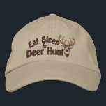 Eat Sleep Deer Hunt White Tail Embroidery Embroidered Hat<br><div class="desc">A classic Deer Head bold Energy Spirit embroidery design. A white tail antlers buck trophy embroidered baseball cap that is sure to make an impression on or off the trails. We also carry more selection of custom embroidered caps as well as white tail deer buck designs to complete your quest...</div>