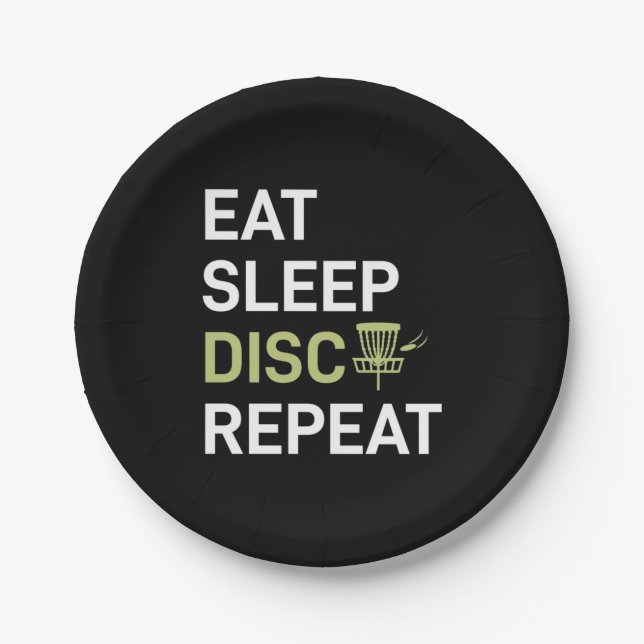 Eat Sleep Disc Golf Repeat Paper Plate (Front)