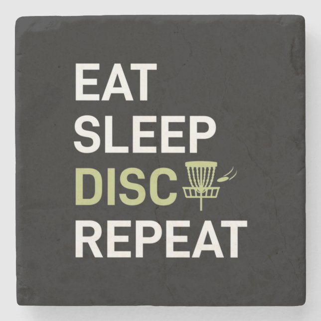 Eat Sleep Disc Golf Repeat Stone Coaster (Front)