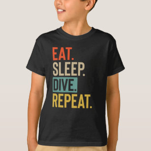 Eat Sleep dive Repeat retro vintage colours T-Shirt