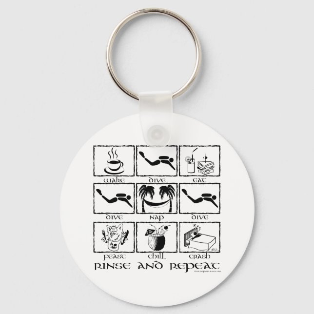 Eat Sleep Dive Rinse and Repeat Keychain (Front)