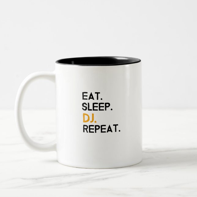 Eat Sleep Dj Repeat Two-Tone Coffee Mug (Left)