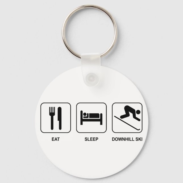 Eat Sleep Downhill Ski Keychain (Front)