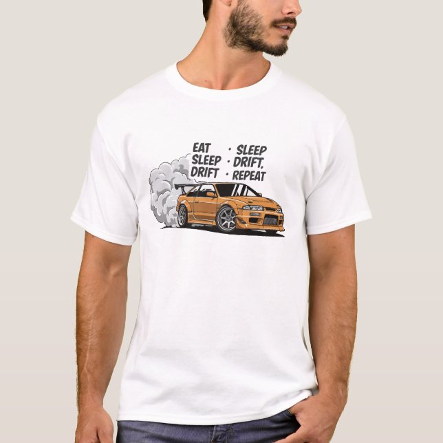 Eat Sleep Drift Repeat – Neon JDM Car Racing Tee (Front)