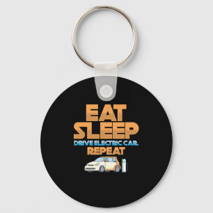 Eat Sleep Drive Electric Car Ecar Charge Gift Keychain