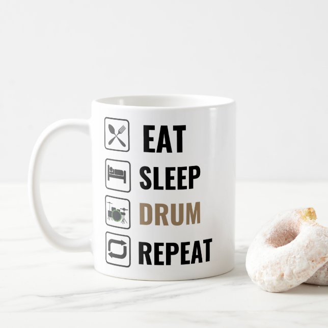 Eat Sleep Drum Repeat Coffee Mug (With Donut)