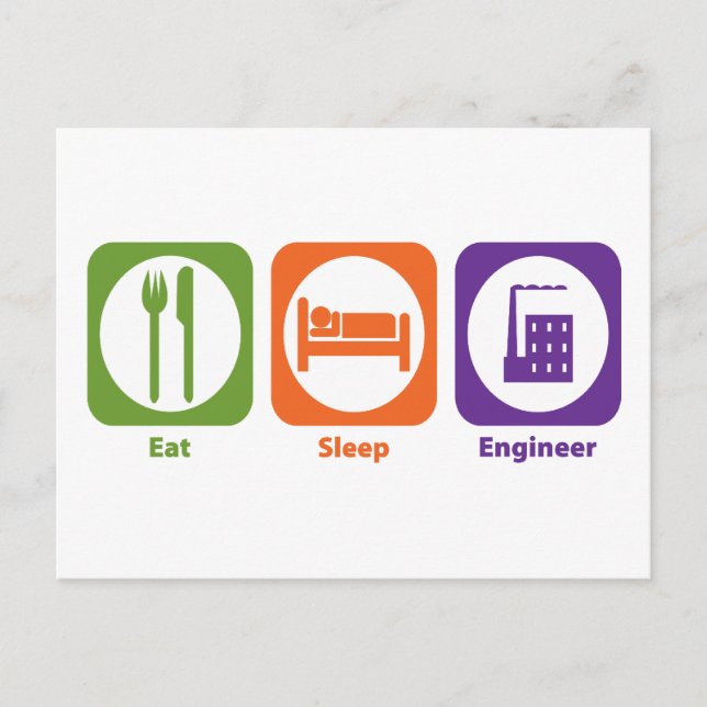 Eat Sleep Engineer Postcard (Front)