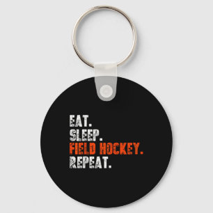 Eat Sleep Field Hockey Repeat Shirt Funny Field Ho Keychain