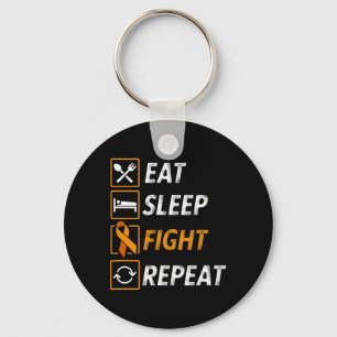 Eat Sleep Fight Leukaemia Blood Cancer Awareness Keychain