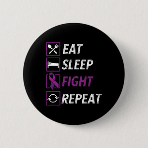 Eat Sleep Fight Repeat Purple Ribbon Epilepsy Awar 2 Inch Round Button